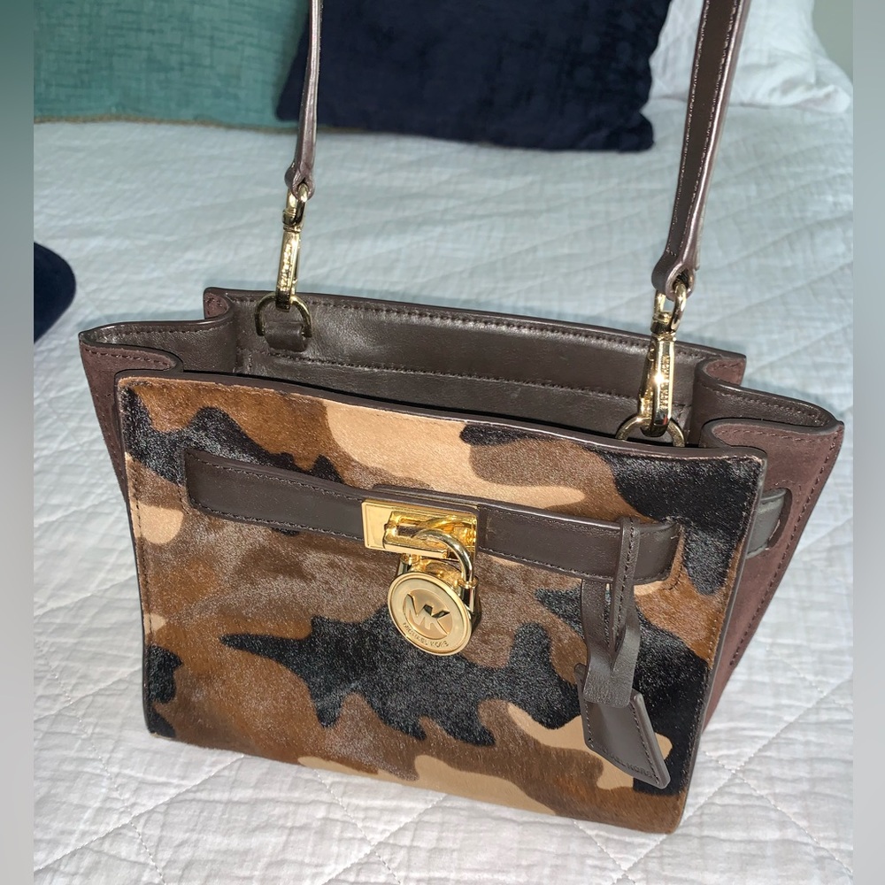 Michael Kors Hamilton Camo Calf Hair Crossbody Bag